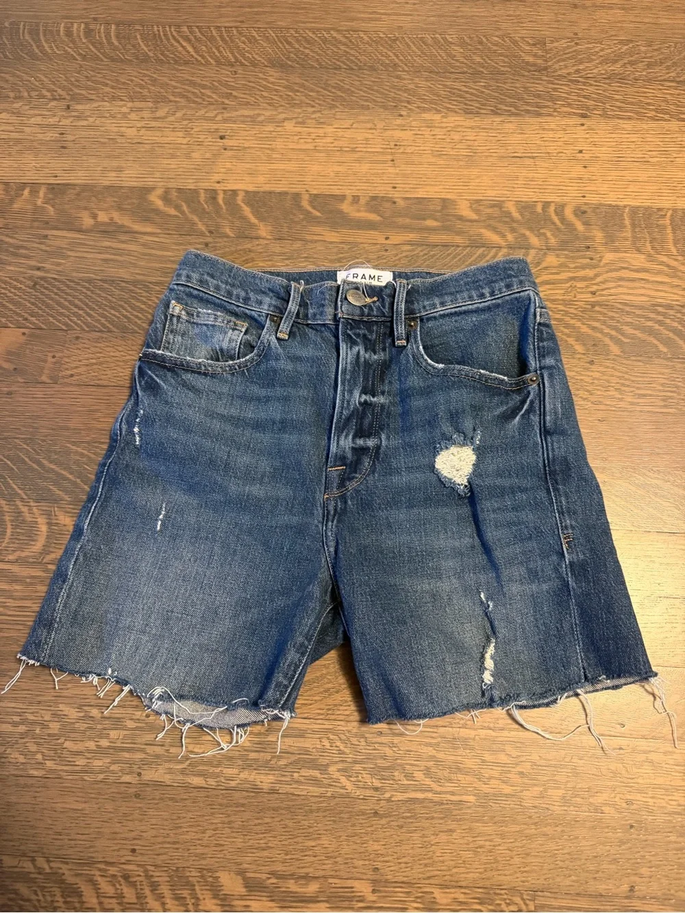 Frame Distressed Bermuda Shorts Le Vintage Bermuda Cutoffs Size 27 Distressed
